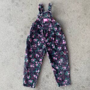 Vintage OshKosh Vestbak corduroy floral print overalls - size 4